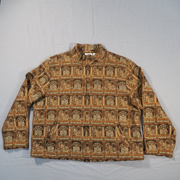 Chicos Jacet Womens 3 Brown Silk Blend Shacket Cardigan Blazer Academia Cottage - Picture 1 of 11